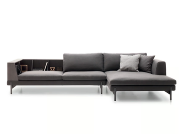 KIM - Fabric sofa with integrated magazine rack with chaise longue by Ditre Italia - view 2